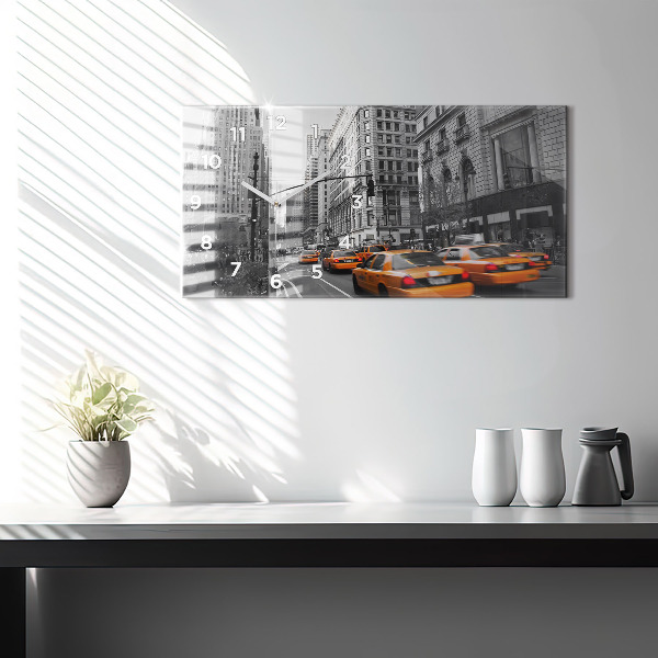 Zegar ścienny poziomy Manhattan i taksówki