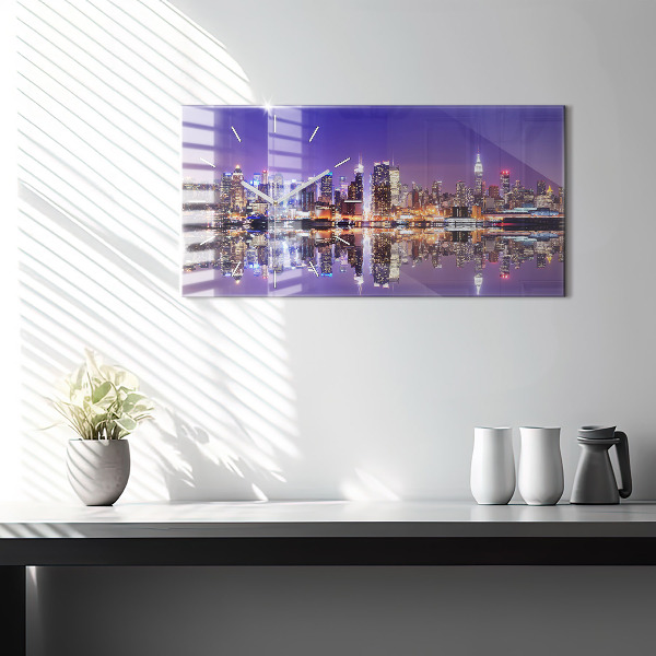 Zegar ścienny poziomy Nowy Jork nocą