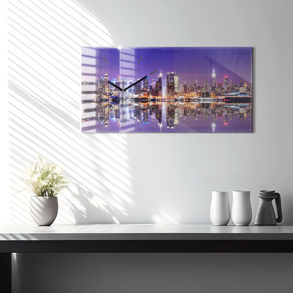 Zegar ścienny poziomy Nowy Jork nocą