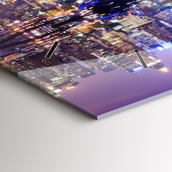 Zegar ścienny poziomy Nowy Jork nocą