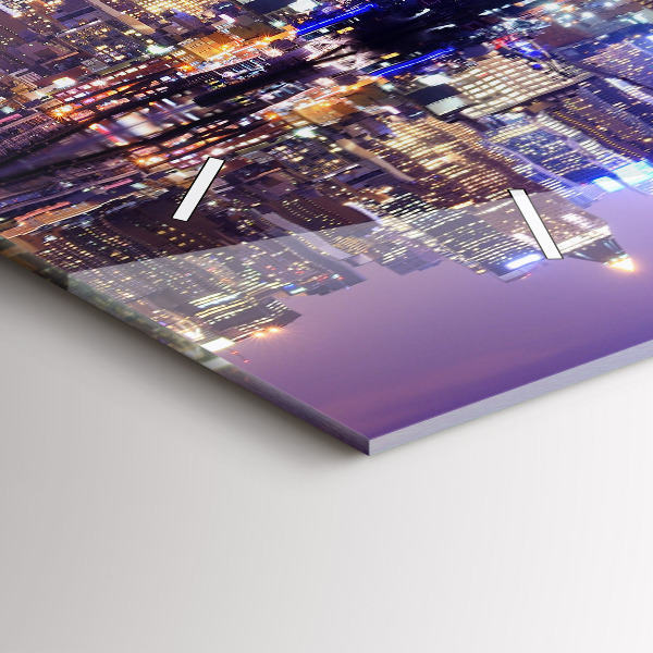 Zegar ścienny poziomy Nowy Jork nocą