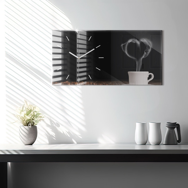 Zegar ścienny poziomy Kubek gorącej kawy