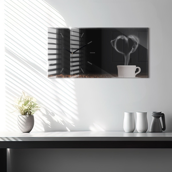 Zegar ścienny poziomy Kubek gorącej kawy