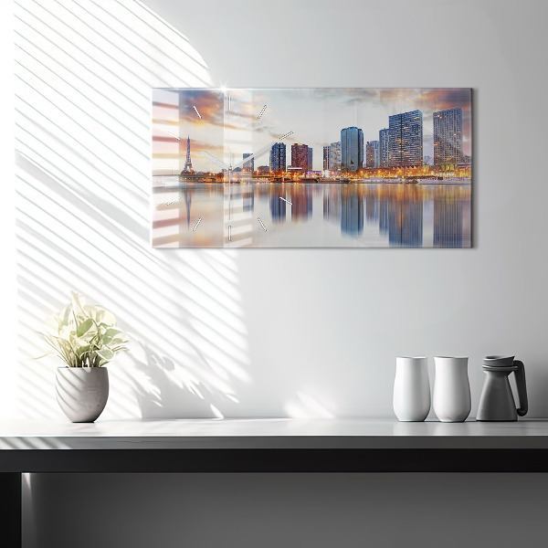 Zegar szklany poziomy Panorama z wieżą Eiffla