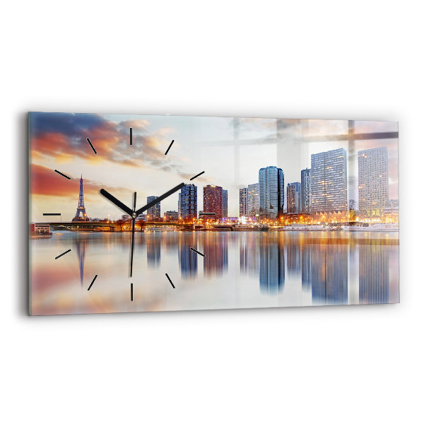 Zegar szklany poziomy Panorama z wieżą Eiffla