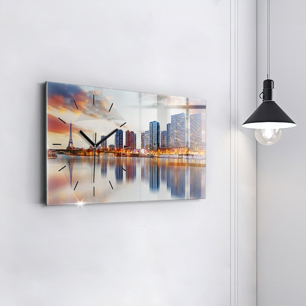 Zegar szklany poziomy Panorama z wieżą Eiffla