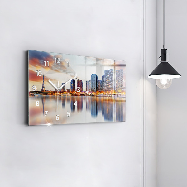 Zegar szklany poziomy Panorama z wieżą Eiffla