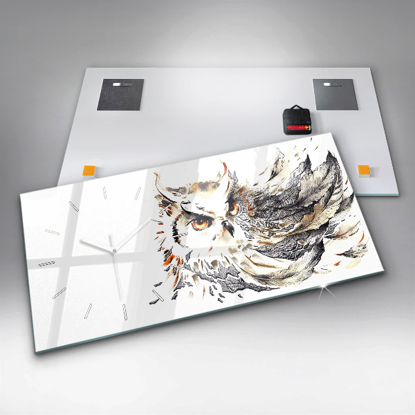 Zegar ścienny poziomy Sowa symbol mądrości