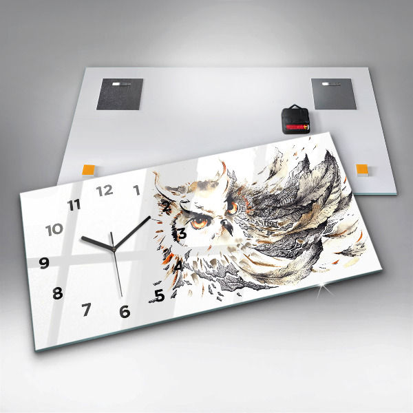 Zegar ścienny poziomy Sowa symbol mądrości