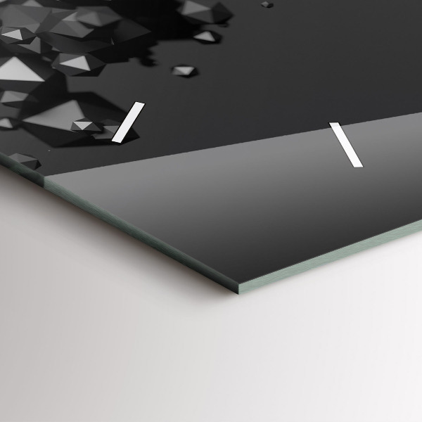 Zegar ścienny poziomy Czarna abstrakcja