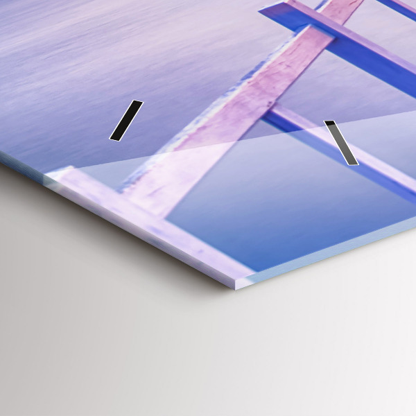 Zegar ścienny poziomy Most w porcie wieczorem