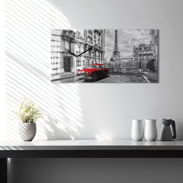 Zegar ścienny poziomy Stary samochód miasto