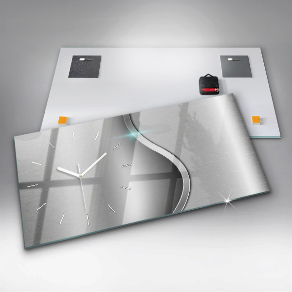 Zegar szklany poziomy Szara abstrakcja metalu