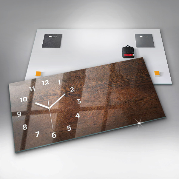 Zegar szklany poziomy Stare drewno