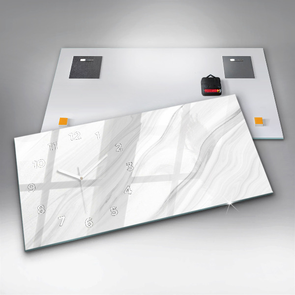 Zegar szklany poziomy Dekoracyjny marmur