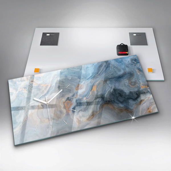Zegar szklany poziomy Marmur wzór