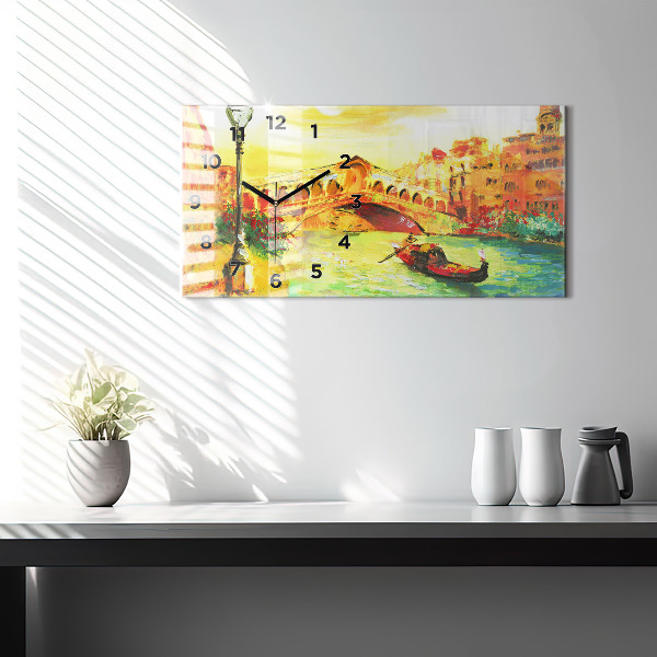 Zegar ścienny poziomy Wenecja Most Rialto