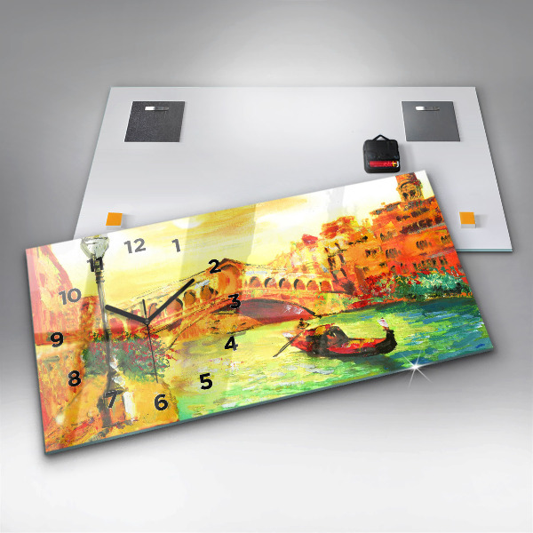 Zegar ścienny poziomy Wenecja Most Rialto