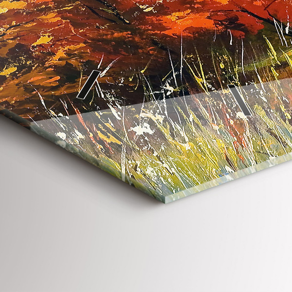 Zegar ścienny poziomy Jesienny pejzaż z rzeką