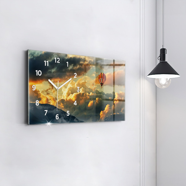 Zegar ścienny poziomy Lot balonem w chmurach