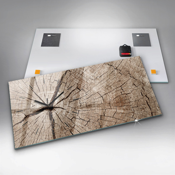 Zegar ścienny poziomy Stary pień drewna