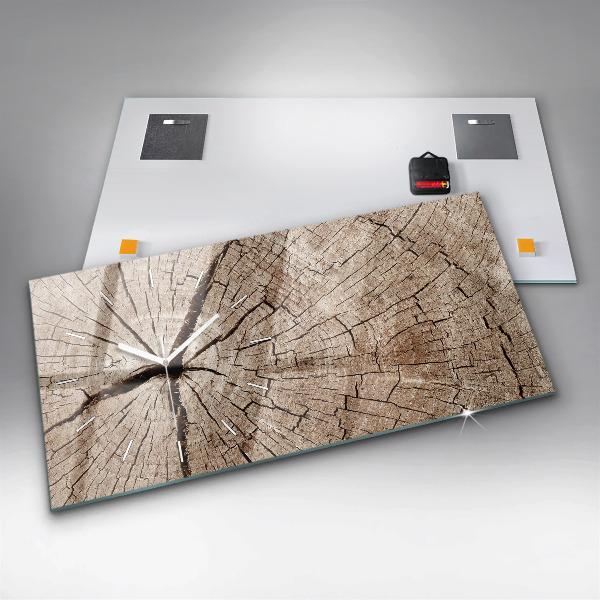 Zegar ścienny poziomy Stary pień drewna