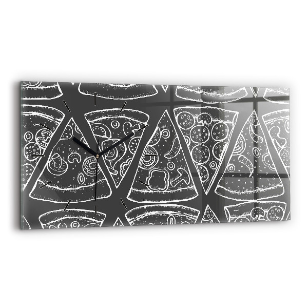 Zegar szklany poziomy Namalowana pizza