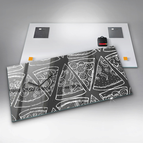 Zegar szklany poziomy Namalowana pizza