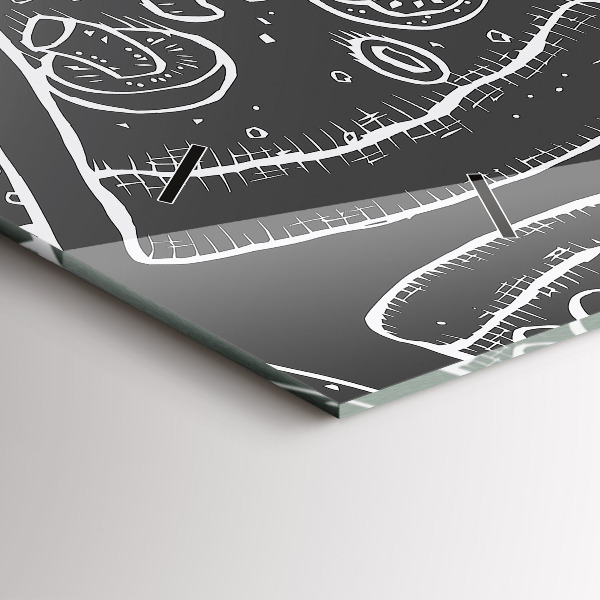 Zegar szklany poziomy Namalowana pizza