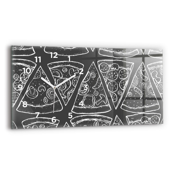 Zegar szklany poziomy Namalowana pizza