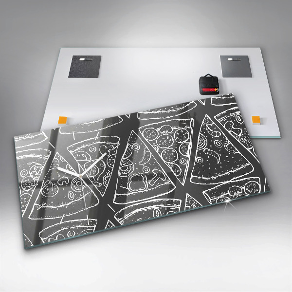 Zegar szklany poziomy Namalowana pizza