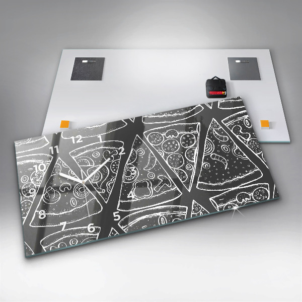 Zegar szklany poziomy Namalowana pizza