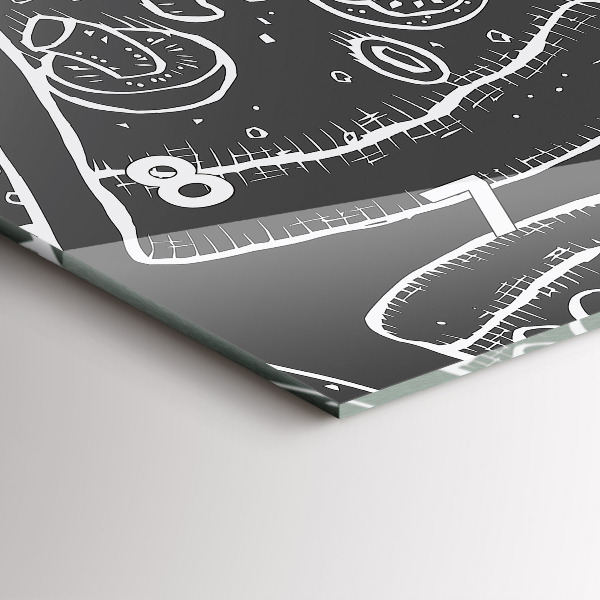 Zegar szklany poziomy Namalowana pizza