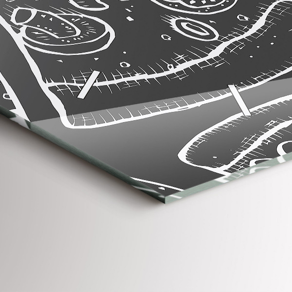 Zegar szklany poziomy Namalowana pizza