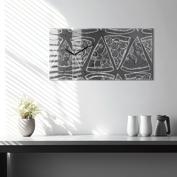 Zegar szklany poziomy Namalowana pizza