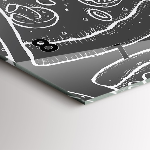 Zegar szklany poziomy Namalowana pizza