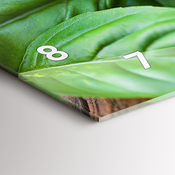 Zegar szklany poziomy Liście bazylii