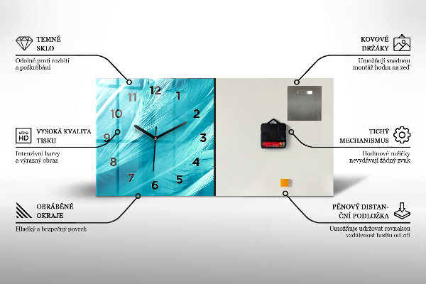 Zegar szklany poziomy Czerwone papryczki