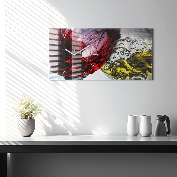 Zegar szklany poziomy Kieliszki wina