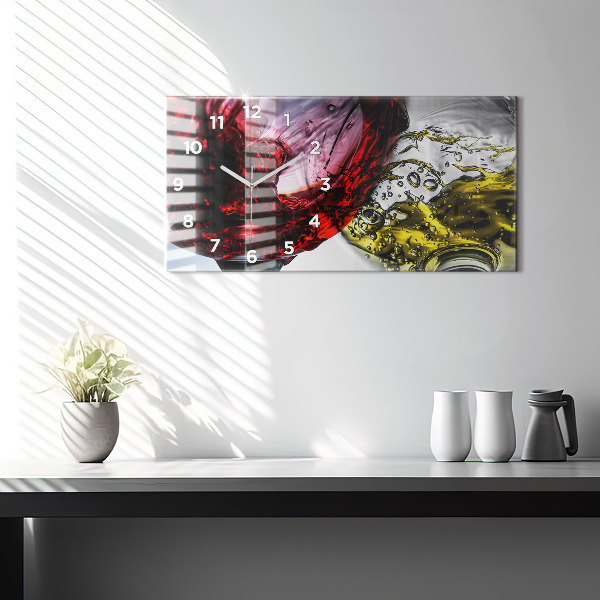 Zegar szklany poziomy Kieliszki wina