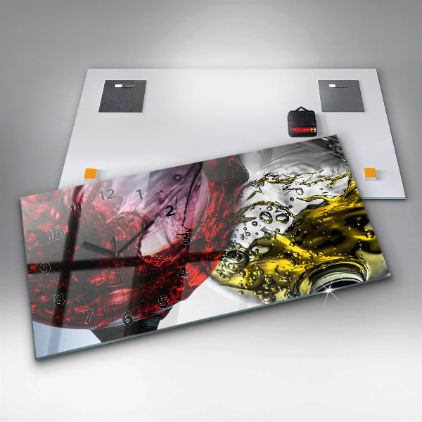 Zegar szklany poziomy Kieliszki wina