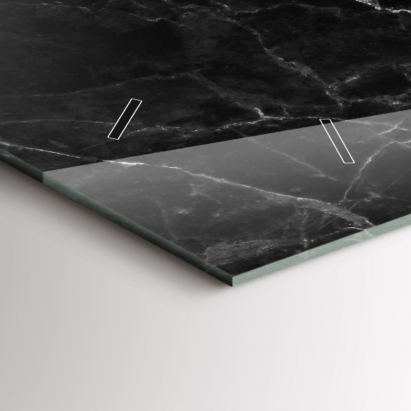 Zegar szklany poziomy Ciemny marmur