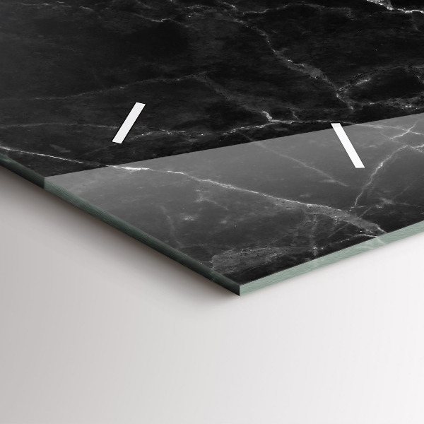 Zegar szklany poziomy Ciemny marmur