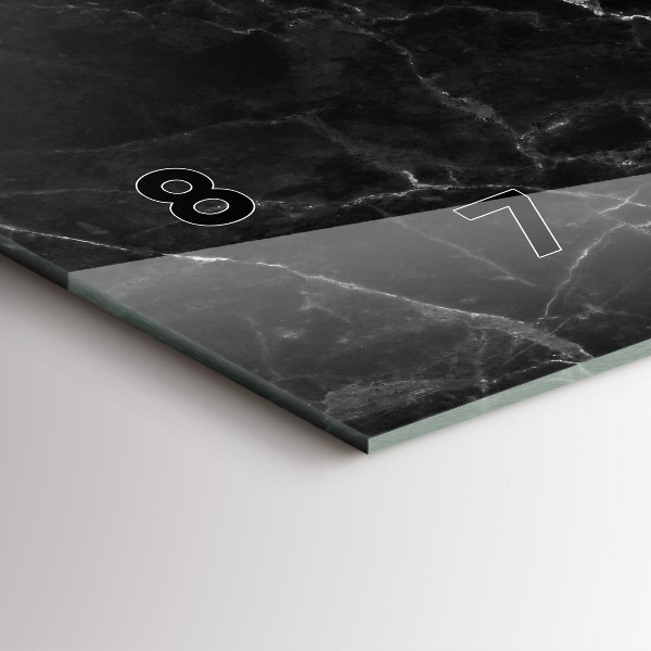 Zegar szklany poziomy Ciemny marmur