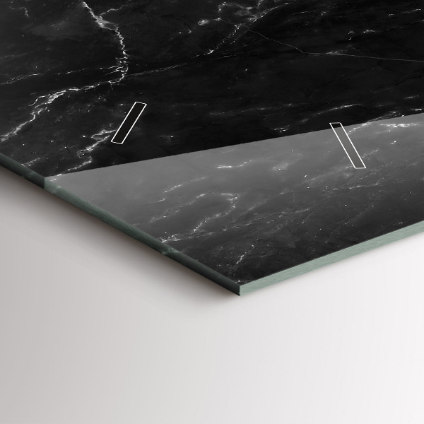 Zegar szklany poziomy Czarny marmur