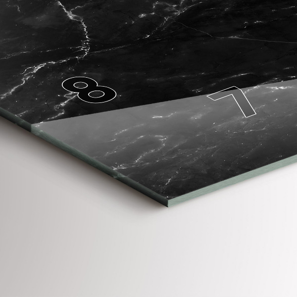 Zegar szklany poziomy Czarny marmur