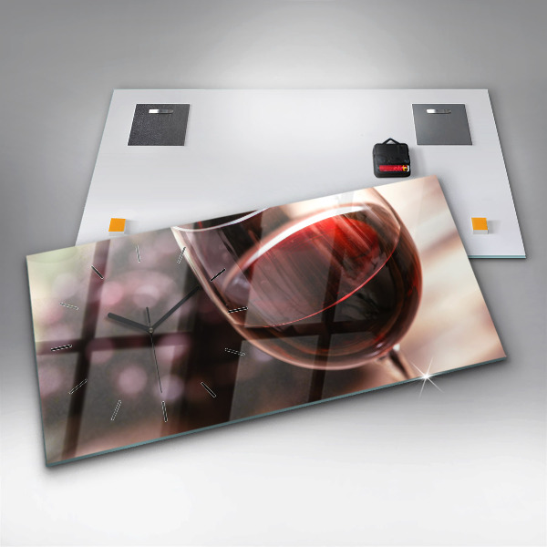 Zegar poziomy Kieliszek czerwonego wina