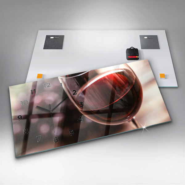 Zegar poziomy Kieliszek czerwonego wina