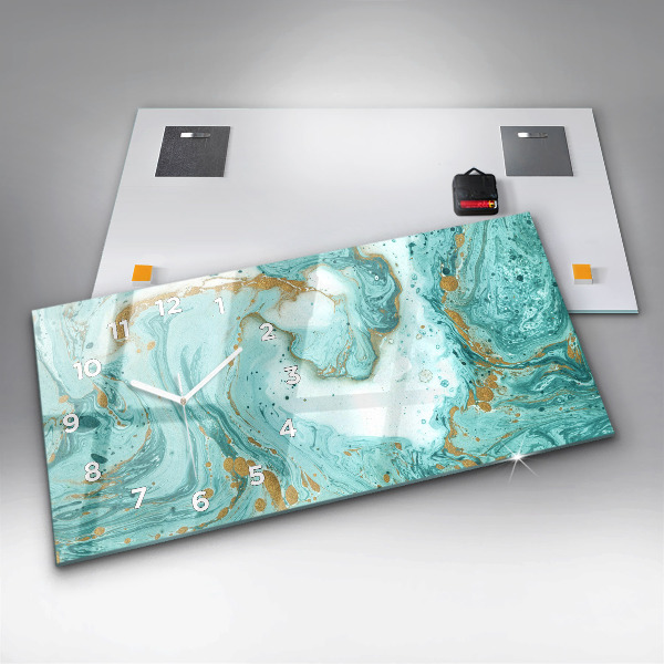 Zegar szklany poziomy Tekstura marmuru