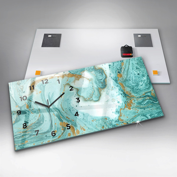 Zegar szklany poziomy Tekstura marmuru